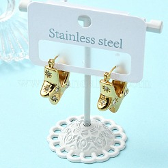 Серьги-кольца из нержавеющей стали 304 с микропаве из прозрачных кубических цирконий для женщин&nbsp;EJEW-B112-02G-04