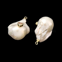 Подвески из латуни и перламутра с микропаве из кубического циркония&nbsp;KK-H259-13C-G02