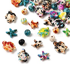 102 шт. 17 стиля окрашенных синтетических бусин из бирюзы и магнезита&nbsp;G-FP0001-03