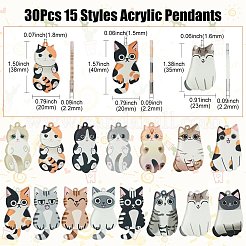 30шт 15 стиля акриловые подвески&nbsp;OACR-CJ0001-96