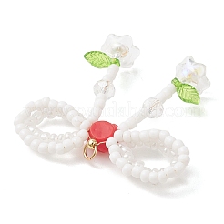 Подвески в виде бантиков и цветов из стеклянного бисера&nbsp;PALLOY-MZ01220-02