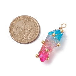 Подвески из натурального кварца с медной проволокой и гальваническим покрытием&nbsp;PALLOY-JF02626-04