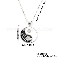 Элегантные латунные подвески с черными и белыми кубическими цирконами в стиле инь-ян&nbsp;KO6375-2