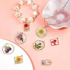 8 шт. 8 стиля подвески с внутренними цветами из прозрачной эпоксидной смолы&nbsp;RESI-SC0003-33