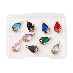 9шт 9 цвета прозрачные стеклянные подвески&nbsp;GLAA-FP0001-18