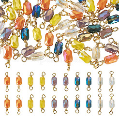 50 шт. 5-цветные гальванизированные стеклянные граненые прямоугольные соединительные подвески&nbsp;KK-TA0003-31