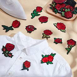28 шт. нашивки из полиэстера с компьютерной вышивкой в виде розы&nbsp;PATC-WH0003-52