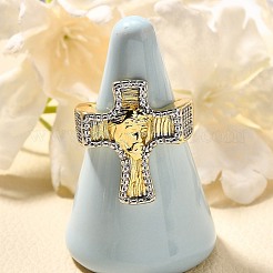 Латунные кольца из манжеты с прозрачным цирконием&nbsp;RJEW-U035-02GP-01