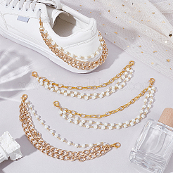 4 шт. 2 стиля пластиковые жемчужные и железные цепочки-скрепки цепи для ремней для ботинок&nbsp;HJEW-PH02102-01