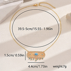 Ожерелья с подвеской в виде кисточки из латуни с небесно-голубым кубическим цирконием и полыми овальными кулонами для женщин&nbsp;MV0770