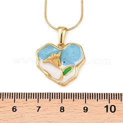 Ожерелья с подвеской в виде цветочного сердца из нержавеющей стали 304&nbsp;NJEW-H088-01G