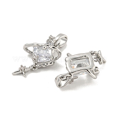 Латунные микропаве прозрачные подвески с фианитом&nbsp;KK-G490-01P