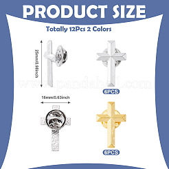 12шт броши крест 2 цвета из цинкового сплава&nbsp;JEWB-TA0001-22