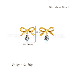 Серьги-гвоздики в форме капли из нержавеющей стали с прозрачным кубическим цирконием&nbsp;ET2385-2