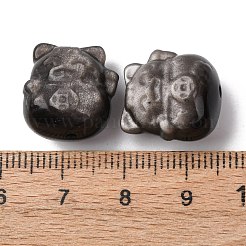 Резные бусины из натурального серебра из обсидиана&nbsp;G-A310-03