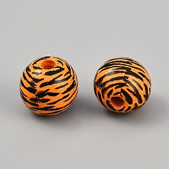 Европейский бисер с рисунком под шкуру тигра&nbsp;WOOD-WH0029-126A