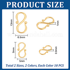 40 шт. 4 стиля ионного покрытия (IP) 304 нержавеющая сталь S-образные застежки&nbsp;STAS-UN0061-24
