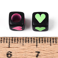 Пластиковые кубические бусины флуоресцентного цвета&nbsp;KY-T041-24M