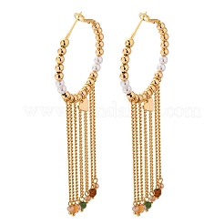 Серьги-кольца с кисточками из латуни&nbsp;EJEW-R014-12G