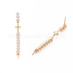 Латунные микро-паве прозрачные серьги-гвоздики из циркония KK-S364-145