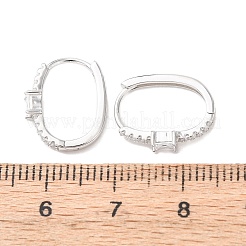 Серьги-кольца из стерлингового серебра с микропаве из прозрачных кубических цирконий овальной формы&nbsp;EJEW-K317-09P