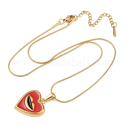 Ожерелье с подвеской в виде красного сердца с губой из нержавеющей стали 304&nbsp;NJEW-H088-03G