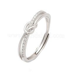 925 регулируемое кольцо из стерлингового серебра с микропаве из прозрачных кубических цирконий для женщин&nbsp;RJEW-G351-01P