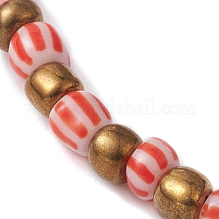 Эластичный браслет с лэмпворком и стеклянными бусинами от сглаза&nbsp;BJEW-JB09528