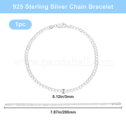 1шт 925 браслета из стерлингового серебра с цепочкой панцирного плетения&nbsp;BJEW-BBC0001-06B