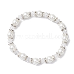 Браслеты из круглых бусин из перламутрового стекла и жемчуга для женщин&nbsp;BJEW-JB12740-01