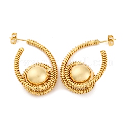 Спираль с круглыми латунными серьгами-гвоздиками EJEW-R025-04G