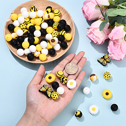 10 стиль круглые и ромашки и бабочки силиконовые бусины&nbsp;SIL-YW0001-88