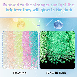 9000шт 9-х цветные светящиеся в темноте стеклянные бусины&nbsp;GLAA-PH0003-23