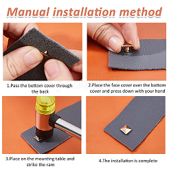 200 комплект из 4-х цветной латуни с железными плоскими квадратными заклепками FIND-FH0011-33A