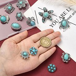12 шт. 12 стиля кнопок из сплава со стразами и имитацией бирюзы из смолы&nbsp;BUTT-CJ0001-04