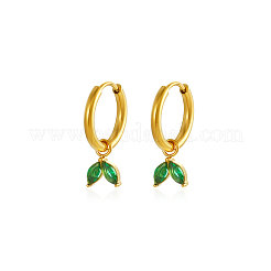 Серьги-кольца из нержавеющей стали в форме листа&nbsp;VH7333