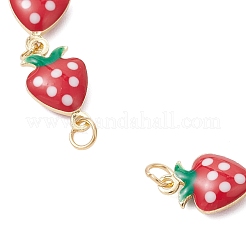 Изготовление браслета-цепочки из латунной эмали с красными клубничными звеньями&nbsp;AJEW-JB01420