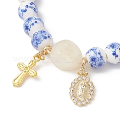 Браслеты с подвесками из латуни с прозрачным кубическим цирконием&nbsp;BJEW-JB13266