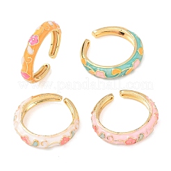 Латунные эмалированные манжеты с открытыми кольцами&nbsp;RJEW-P183-05G-M