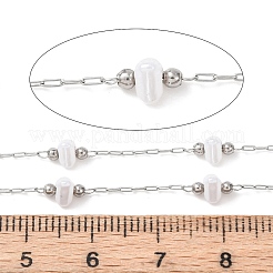 Цепи из круглой бусины из нержавеющей стали 304 и бисера в форме сердца из АБС-пластика&nbsp;CHS-G048-08P