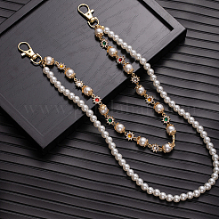 1 шт. пластиковая имитация жемчуга круглая бисерная сплавная цепочка со стразами двухслойные цепные ремни для брюк&nbsp;AJEW-CP0009-84