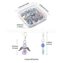 32шт 4-цветный ангел из прозрачного акрила с подвесными украшениями из сплава&nbsp;HJEW-FS00040-01