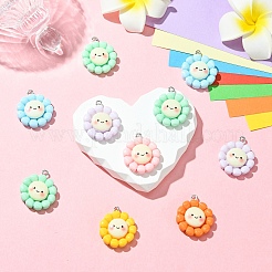 10 шт. подвески из непрозрачной смолы в виде подсолнуха&nbsp;RESI-YW0005-09