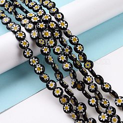 Ручной Millefiori стеклянные плоские круглые нити бисера&nbsp;X-LK-P011-20