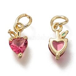 Латунные подвески с микропейвом темно-розового цвета с кубическим цирконием&nbsp;ZIRC-I051-08G