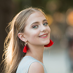 10 пара двухцветных хлопковых серег-колец с кисточками в форме ромба&nbsp;EJEW-AN0001-27