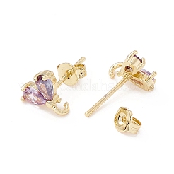 Фурнитура для серег-гвоздиков из латуни с кубическим цирконием&nbsp;X-MAK-I684-10G-06-RS