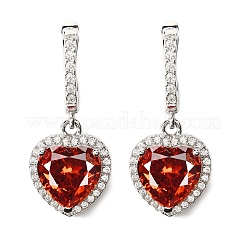 925 серьги-кольца в форме сердца из стерлингового серебра с паве из кубических цирконий&nbsp;EJEW-C150-01B-01