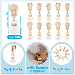 10 шт. круглые акриловые жемчужные и сплавные бегунки для молний HJEW-TAC0086