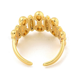 Открытое кольцо-манжета с прозрачным фианитом и бантом и конским глазом&nbsp;RJEW-L121-001G